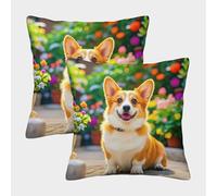 JOFHYYSIE Perro lindoImpresión 3DFundas Para Cojines Poliéster50x50cmJuego De 2 Cuadrados Resistentes Para Silla, Balcón