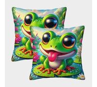 JOFHYYSIE RanaImpresión 3DFundas Para Cojines Poliéster40x40cmJuego De 2 Cuadrados Resistentes Para Silla, Terraza