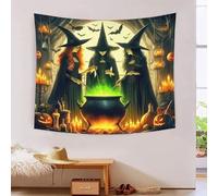 JOFHYYSIE Scène de sorcières d'HalloweenImpression 3D Tapisseries Décoration Murales Pour Maison Salon Chambre Dortoir Fête Couleurs Vives Murale Avec Art La Décorations Pour La Maison 100cmx150cm