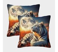 JOFHYYSIE Tigre BlancoImpresión 3DFundas Para Almohada Decoración50x50cmJuego De 2 Cuadrados Resistentes Para Dormitorio, Silla