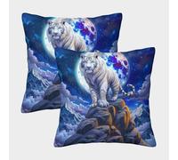 JOFHYYSIE Tigre BlancoImpresión 3DFundas Para Cojines Diseño50x50cmJuego De 2 Cuadrados Resistentes Para Cama, Dormitorio