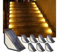 JOFIOS Lot de 8 lampes solaires d'escalier d'extérieur étanches IP65, lampes d'escalier d'extérieur, lampes d'extérieur à énergie solaire, patio, terrasse, marche avant