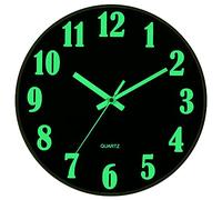 JoFomp Horloge Murale Moderne à Quartz silencieuse de 30,5 cm sans tic-tac, Grande Fonction Lumineuse, Chiffres et Aiguilles, Horloge Murale décorative à Piles pour Bureau, Cuisine, Salon