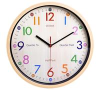 JoFomp Horloge pédagogique pour Enfants | Horloge Murale éducative de 30,5 cm pour l'heure d'apprentissage, Horloge Murale décorative à Quartz silencieuse sans tic-tac pour salles de Classe ou