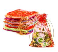 JOFONY Lot de 100 sachets en organza avec cordon de serrage - Pour festival, fête, mariage - 10 x 15 cm