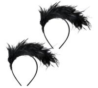 JOFONY Lot de 2 bandeaux à plumes noires, bibi avec plumes, pour carnaval, mariage, Halloween, Noël, fête