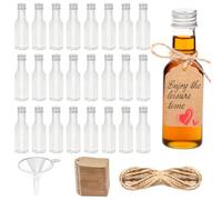JOFONY Lot de 24 petites bouteilles de liqueur de 50 ml, en plastique, avec couvercles et entonnoirs, réutilisables, pour les fêtes, les voyages
