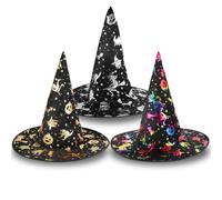 JOFONY Lot de 3 chapeaux de sorcière classiques pour Halloween, accessoires de sorcière, chapeaux de sorcière pour Halloween, fêtes mascarades, fêtes costumées