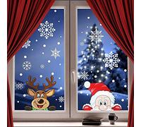 JOFONY Lot de 300 autocollants de Noël pour fenêtre - Flocons de neige - Père Noël - Élan - Décoration de fenêtre, porte, vitrine