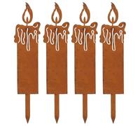 JOFONY Lot de 4 bougies décoratives de Noël en rouille - Décoration de Noël - Décoration d'extérieur pour le jardin et l'avent