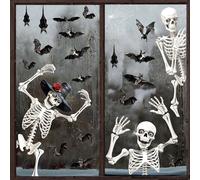 JOFONY Lot de 4 feuilles d'autocollants géants pour fenêtre d'Halloween - Grands tableaux de fenêtre d'Halloween pour décoration d'Halloween, fête