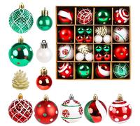 JOFONY Lot de 42 boules de Noël rouges et vertes - Boules de Noël - Boules de Noël et pommes de pin - Décoration Noel Pour l'intérieur et l'extérieur