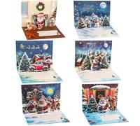 JOFONY Lot de 6 cartes de Noël avec enveloppes - Cartes postales pour Noël - Carte pop-up 3D pour la famille, les amis, les plus beaux vœux de Noël