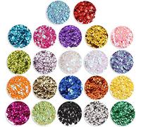 JOFONY Lot de 9460 paillettes à bricoler, couleurs mélangées en vrac pour l'artisanat et les paillettes pour la fabrication de bricolage 6 mm, 110 g