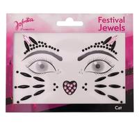 JOFRIKA Festival Jewels Cat I Face Diamonds | Tatouages temporaires Rhinestones I Pierres scintillantes autocollantes I Festival & Party Maquillage | Facile à utiliser | Chat original 713320 - STD