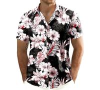 JOGAL Chemise hawaïenne boutonnée à manches courtes pour homme Motif floral | Coupe régulière, léger, floral, floral, été, luan, croisière, plage, vacances, Aloha tropical