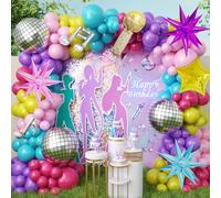 JOGAMS Kit d'arche de ballons colorés K-Pop Music Hunters de 177 pièces avec microphone à boule disco, note de musique, étoiles et ballons en aluminium pour décoration de fête Kpop, musique