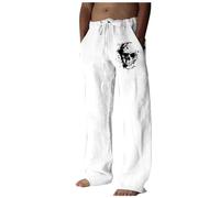 Jogging Baggy Homme Pantalon d'affaires Quatre Saisons pour Hommes,Mode décontractée numérique 3D,Jambe Droite,Style Cinq(White,XL)