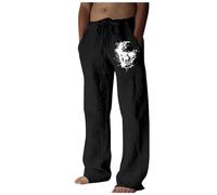 Jogging Baggy Homme Pantalon d'affaires Quatre Saisons pour Hommes,Mode décontractée numérique 3D,Jambe Droite,Style Cinq(Black,S)