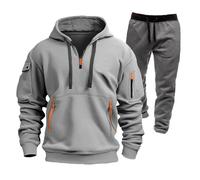 Jogging Baggy Pantalon de Survêtement Homme D'intérieur Legere Polaire Hiver Chaud Tenue de Sport À Capuche Ensemble Homme de Travail Grande Taille Men's Hoodies & Sweatshirts Gris Clair M