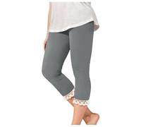 Jogging De Sport Fille Capris de Sport élastiques en Dentelle Taille Haute pour Filles,Leggings d'entraînement Extensibles de Couleur Unie,légers et Confortables pour Adolescentes(Grey,5-6 Ans)