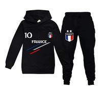 Jogging Enfant De Football France 2 étoiles Sweats à Capuche Survêtements garçon Ensembles de Sport (BL,15-16ans)