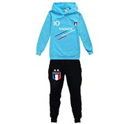 Jogging Enfant De Football France 2 étoiles Sweats à Capuche Survêtements garçon Screenprint Hoodie - Pulls Garçon 4 6 8 10 12 14 16ans (Sky,9-10ans)