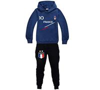 Jogging Enfant De Football France 2 étoiles Sweats à Capuche Survêtements garçon Screenprint Hoodie - Pulls Garçon 4 6 8 10 12 14 16ans (navyblue,15-16ans)