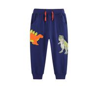 Jogging Enfant Garcon Pantalons de Sport brodés de Dinosaures Dessin animé pour garçons,vêtements d'automne pour Enfants(Dark Blue,4-5 Ans)