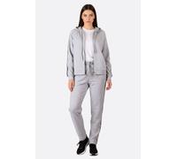 Jogging femme gris perle à bandes sequins paillettées - L