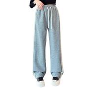 Jogging Fille Large, Pantalon décontracté pour filles, jambes droites, coupe ample, style jogging, idéal pour les grandes enfants et les jeunes,parfait pour les activités de plein air et le streetwear