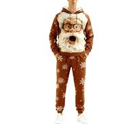 Jogging Homme Ensemble,Suits Masculins Élégants - Ensemble Décontracté Hivernal sans Poches - Style Festif Confort Optimal pour Saison Froide (Brown, M)