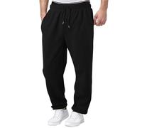 Jogging Homme Pantalon Baggy Cargo Sweatpants Mode Sport Survêtement Taille Élastique Large Workout Training Chaud Poches Automne Hiver Doublé Polaire Coton Fitness Gym Pants,noir,XL