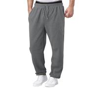Jogging Homme Pantalon Baggy Cargo Sweatpants Mode Sport Survêtement Taille Élastique Large Workout Training Chaud Poches Automne Hiver Doublé Polaire Coton Fitness Gym Pants,Gris,3XL