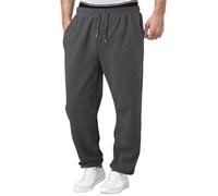 Jogging Homme Pantalon Baggy Cargo Sweatpants Mode Sport Survêtement Taille Élastique Large Workout Training Chaud Poches Automne Hiver Doublé Polaire Coton Fitness Gym Pants,Gris foncé,S