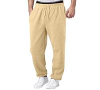 Jogging Homme Pantalon Baggy Cargo Sweatpants Mode Sport Survêtement Taille Élastique Large Workout Training Chaud Poches Automne Hiver Doublé Polaire Coton Fitness Gym Pants,Khaki,3XL