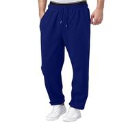 Jogging Homme Pantalon Baggy Cargo Sweatpants Mode Sport Survêtement Taille Élastique Large Workout Training Chaud Poches Automne Hiver Doublé Polaire Coton Fitness Gym Pants,Bleu,M
