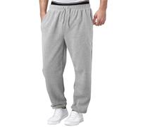 Jogging Homme Pantalon Baggy Cargo Sweatpants Mode Sport Survêtement Taille Élastique Large Workout Training Chaud Poches Automne Hiver Doublé Polaire Coton Fitness Gym Pants,Argent,XXL