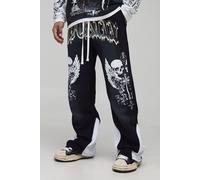 Jogging large délavé à imprimé crâne homme - noir - XL, noir