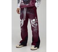 Jogging large délavé à imprimé crâne homme - rouge - XS, rouge