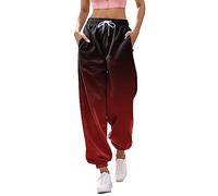 Jogging Large Femme, Colori sfumati Taille Haute Resserré Cheville Jogging avec élastique & Poches Pantalon Survetement Con Cintura Décontracté Sport Pantalons de Yoga (M)