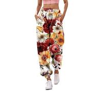 Jogging Large Femme, Colori sfumati Taille Haute Resserré Cheville Jogging avec élastique & Poches Pantalon Survetement Con Cintura Décontracté Sport Pantalons de Yoga (d-Orange, M)