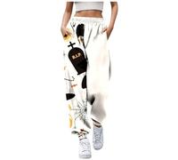 Jogging Large Femme Grande Taille, Costume Halloween Adulte Femme Pantalon Taille Elastique Pantalon De Détente Imprimé Floral Halloween Pants Confortable À Cordon De Serrage avec Poches