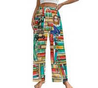 Jogging Large Femme Juste Une Fille Qui Aime Les Livres Pantalon de Pyjama Amoureux des Livres pour Femmes Fille Amoureuse de la Lecture Vêtements Nuit(Green,XXL)