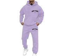 Jogging Large Homme,Sportswear Homme Complet,Tenue Deux pièces décontractée à Motif Lettres pour Homme contemporaine et Confort Tout Long de la journée idéale en Style Urbain (Light Purple, XXL)
