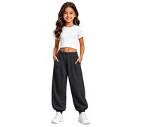 Jogging Pantalon Fille Taille élastique, Coupe Jogger Ample, Poches latérales, Pantalon de Sport décontracté, Plusieurs Coloris pour 4-15 Ans