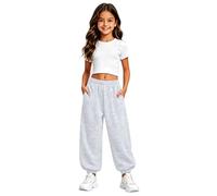 Jogging Pantalon Fille Taille élastique, Coupe Jogger Ample, Poches latérales, Pantalon de Sport décontracté, Plusieurs Coloris pour 4-15 Ans
