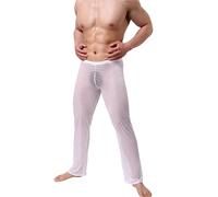 Jogging pour homme - Pantalon de jogging léger en coton extensible - Coupe ajustée - Pantalon de survêtement léger - Bas droit - Jambe plate - Avant plat - Pantalon de course d'été, blanc, 36-41