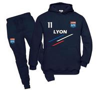 Jogging Survêtement De Foot Lyon Rayures Enfant (Taille 3/4 Ans,Couleur Bleu)