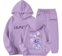 Jogging Survêtement Ensemble 2 Pièces Kpop Demons Hunters Merch pour Fille 2-14 Ans Imprimés K-Pop Demon Hunter Pull à Manches Longues Kpop Witch Hauts Décontractés Demon Hoodie